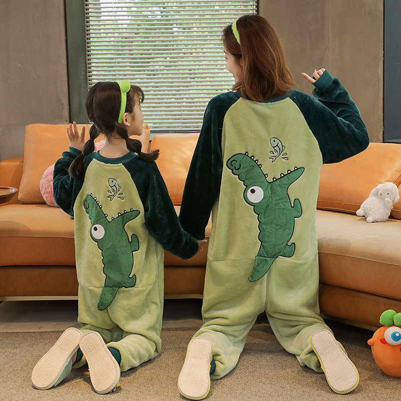 Conjoined flannel sleeping bag zipped pyjamas girl gush warm 2023 Children's coral suede pro-daughter-Taobao