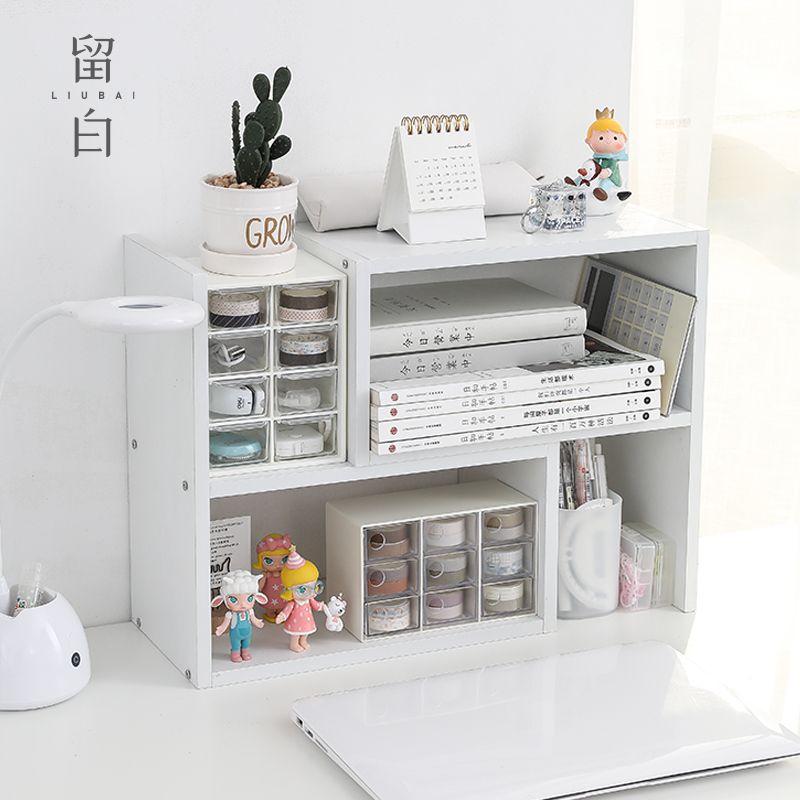 Stay White Dormitory Tabletop Arrangement Bookshelves Simple multilayer shelve Students Sleeping Room Theorist Renter Houses Small Bookcase