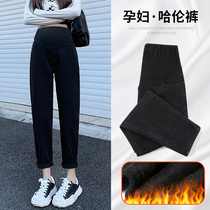 Pregnant women in spring and autumn wear jeans in winter plus thicken pants and leisure Harlan daddy pants