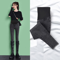 Pregnant women in autumn and winter pants wear small feet jeans in autumn and winter fashion