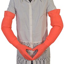 Rubber Gloves Extra Long Long Sleeves Thickened Plastic Dishwashing Waterproof Plus Velvet Rubber Wear-resistant Labor Insurance Laundry