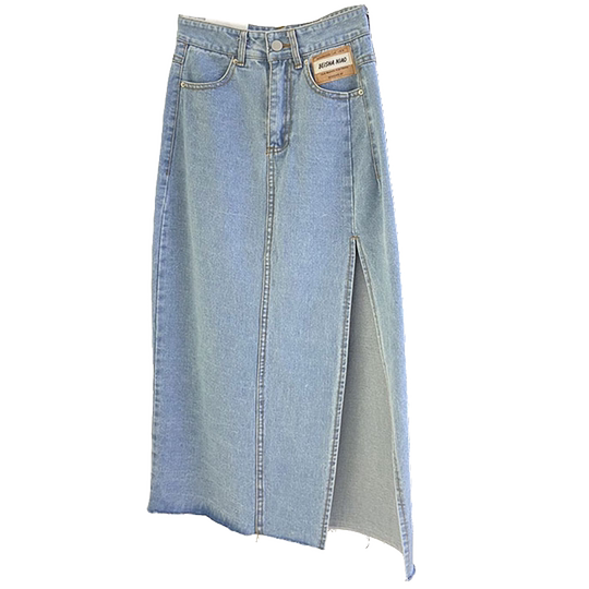 高腰侧开叉牛仔半身裙女夏季2025新款显瘦a字辣妹包臀长裙子ins潮