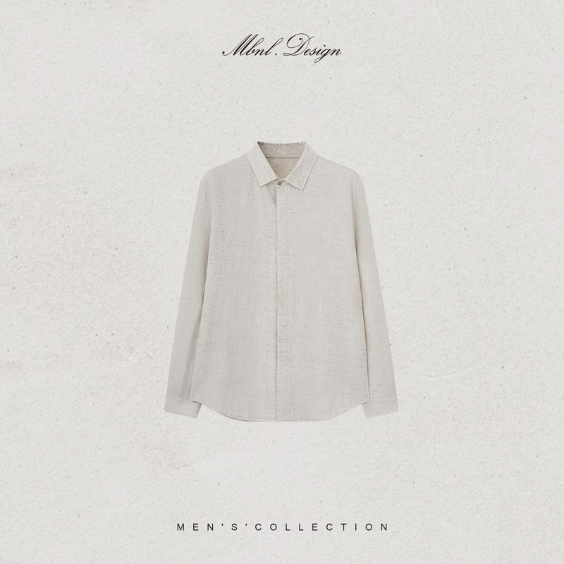 Mbnl-F Qin Lei Men's Clothing「Bailingda. Embroidery」Linen Fabric Thousand-Needle Embroidery Casual Shirt Ll-Wcs3043