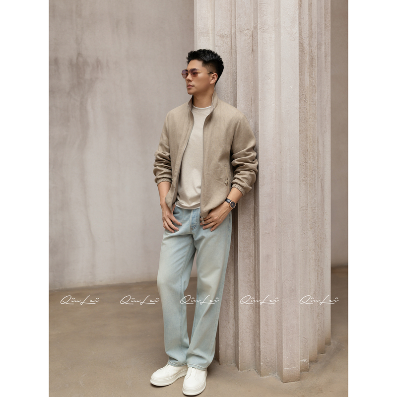 Mbnl-F Qin Lei Men's Clothing'Natural A.C' Linen Customized Double-Sided Wear Stand Collar Jacket Ll-Wwt0142