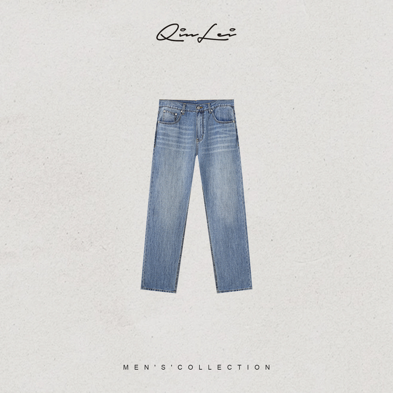 Mbnl-F Qin Lei Men's Clothing'Indigo' Cotton Linen Custom Woven Pattern Loose Jeans Ll-Wskz20072