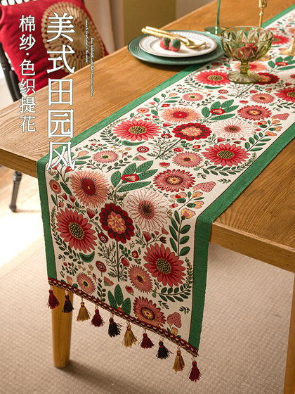 美式复古桌旗轻奢餐垫电视柜长条巾民宿斗柜盖布高级感桌布25新款