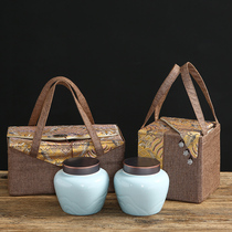 High-grade hand embroidered tea packaging box universal white tea green tea black tea ceramic sealed cans half a catty customized printing