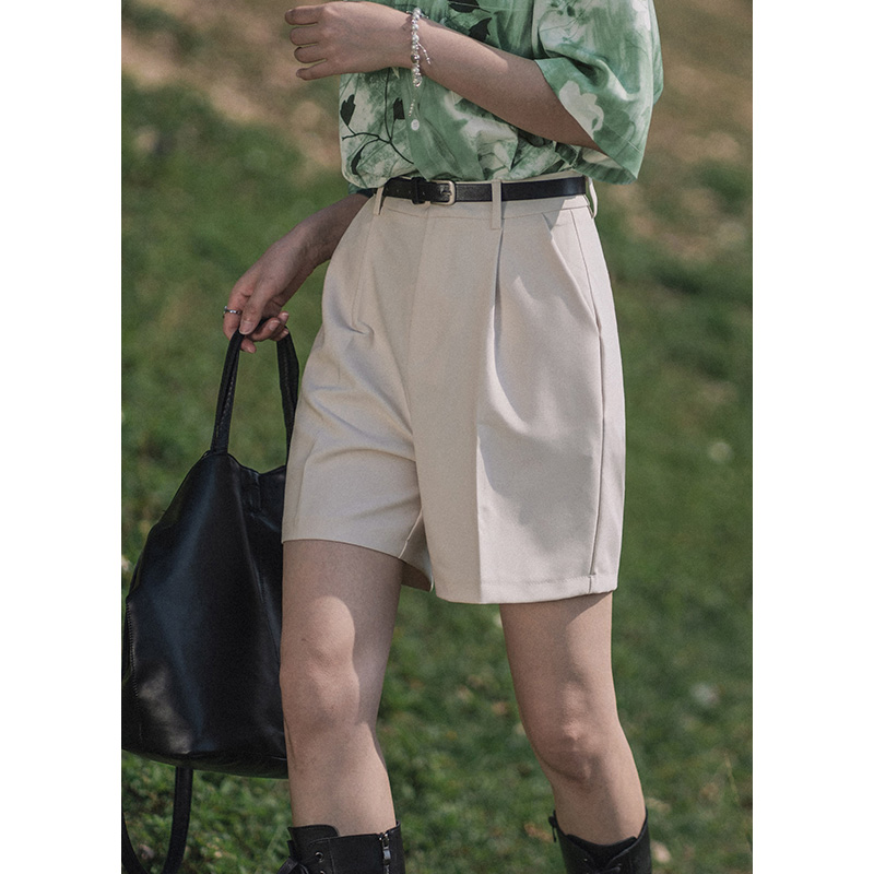 Suit Straight Barrel 50% Pants Woman New Summer Mi White High Waist Display Slim Shorts Loose 100 Hitch Casual Mid Pants