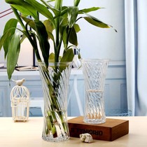 Living room glass minimalist transparent pendulum piece vase flower arrangement flower special large number home hydroponic rich and expensive bamboo lilies glass