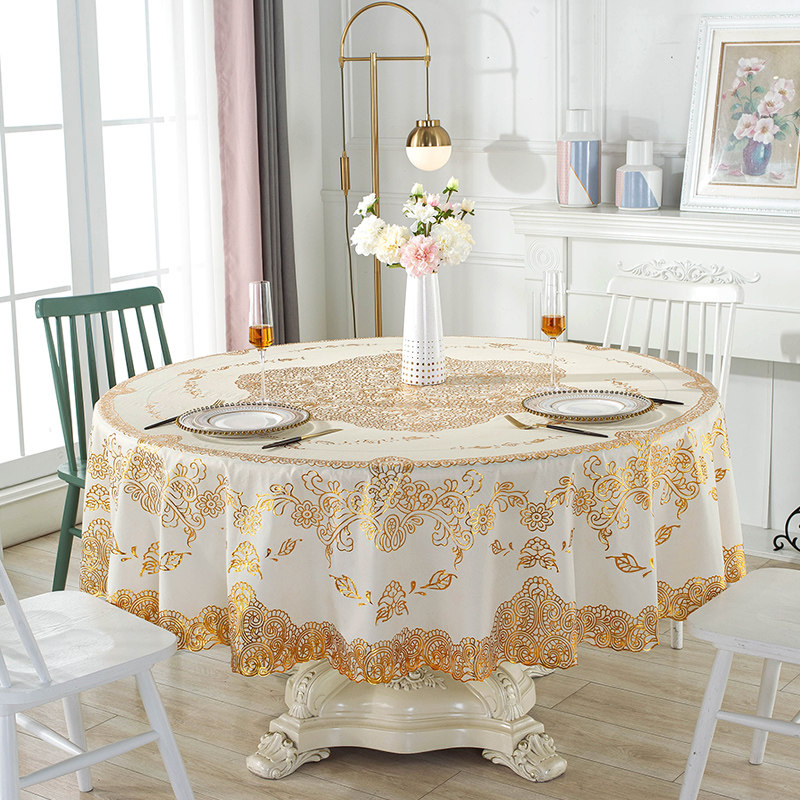 Waterproof hotel dining room round tablecloth home hotel oil-proof anti-ironing free round tablecloth PVC plastic round tablecloth