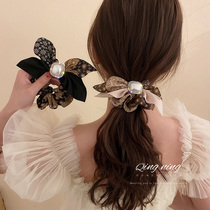 (greens acc) retro head rope 2022 new butterfly knot hair rope advanced headwear mesh red head flower hair accessories