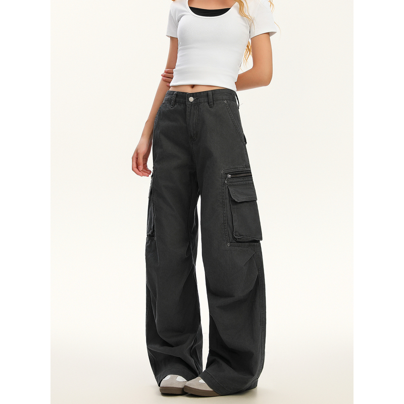Abcbufut American Retro Multi-Pocket Workwear Jeans for Men and Women, Street Style Loose Slimming Wide-Leg Floor-Length Pants Abcbufut American Retro Multi-Pocket Workwear Jeans for Men and Women, Street Style Loose Slimming Wide-Leg Floor-Length Pants