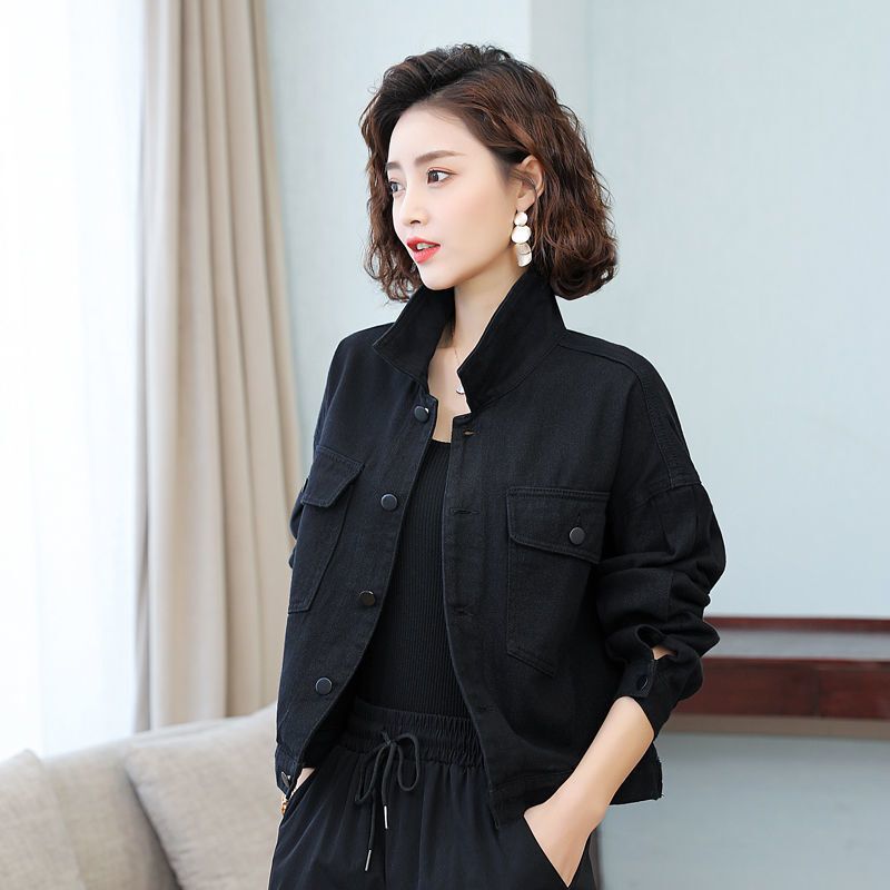 New Black Denim Jacket for Women, Loose Short Style, Spring and Autumn Korean Version, Versatile Casual Workwear Jacket, Trendy Top New Black Denim Jacket for Women, Loose Short Style, Spring and Autumn Korean Version, Versatile Casual Workwear Jacket, Trendy Top