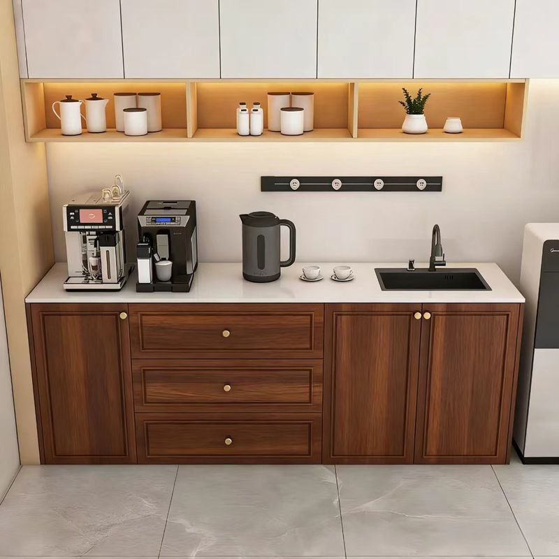Company Water Bar Cabinet, Office Small Apartment Multifunctional Tea Cabinet, Bar Counter, Cutting and Washing Station, Wall-Mounted Sideboard