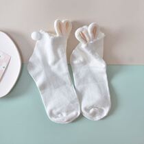 JK Japanese cute socks socks pure coloured socks Lolita rabbit ear short skeleton white socks
