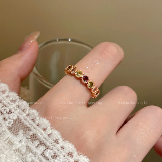 Colored tourmaline ring for women in 2025 new high-end index finger ring light luxury niche design exquisite finger ring