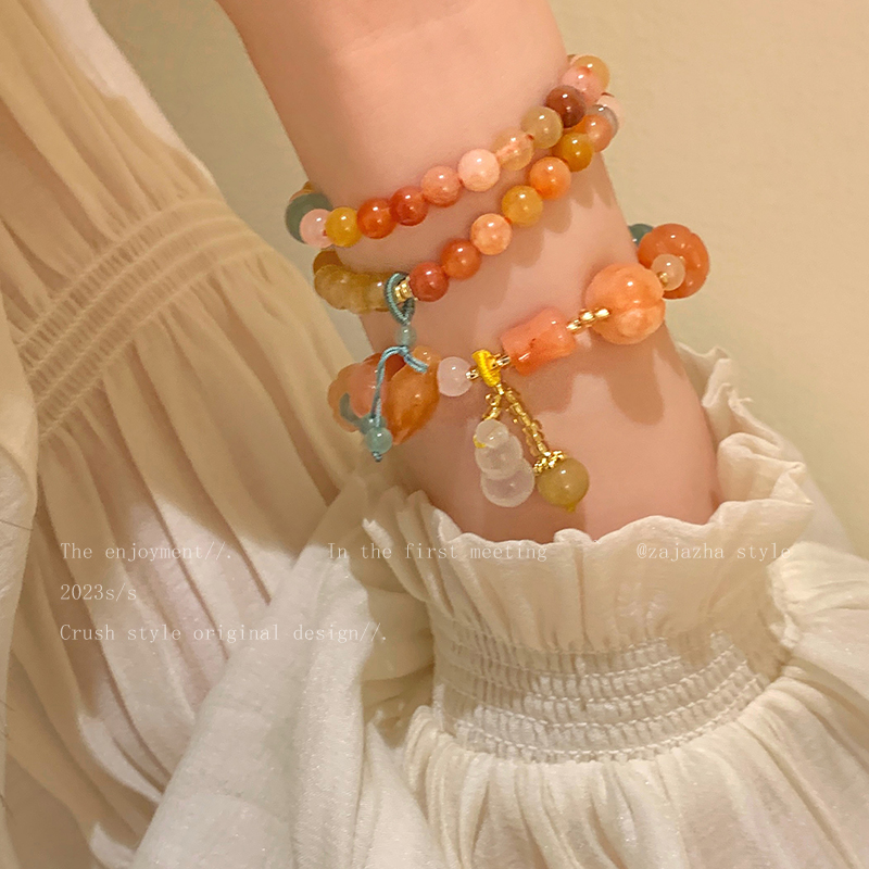 New2024 Luxus-Kürbis-Goldfaden-Jade-gewebtes Seilarmband Damen-Stil Handstrang Neues chinesisches kleines und hochwertiges Perlenhandwerk_voghion.com