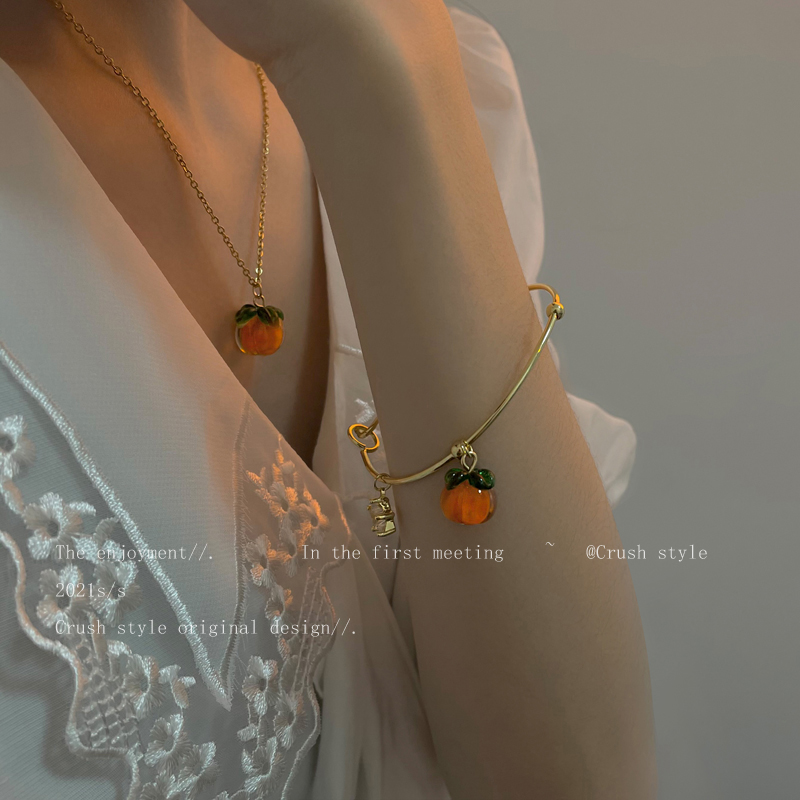 Persimmon Ruyi Necklace Women's 2021 New Fruit Clavicle Chain Simple Temperament Niche Design High-end Accessories
