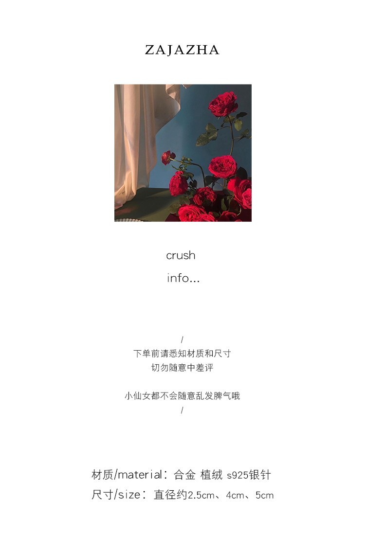 Серьги 安可拉红色植绒耳圈女高级感覆古港风新年耳饰品2025新款爆款耳环 OTHER