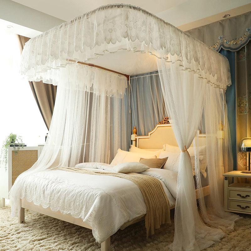 Floor rail mosquito nets Home Bedrooms 2022 New advanced u type tracks 2021 free of installation telescopic brackets