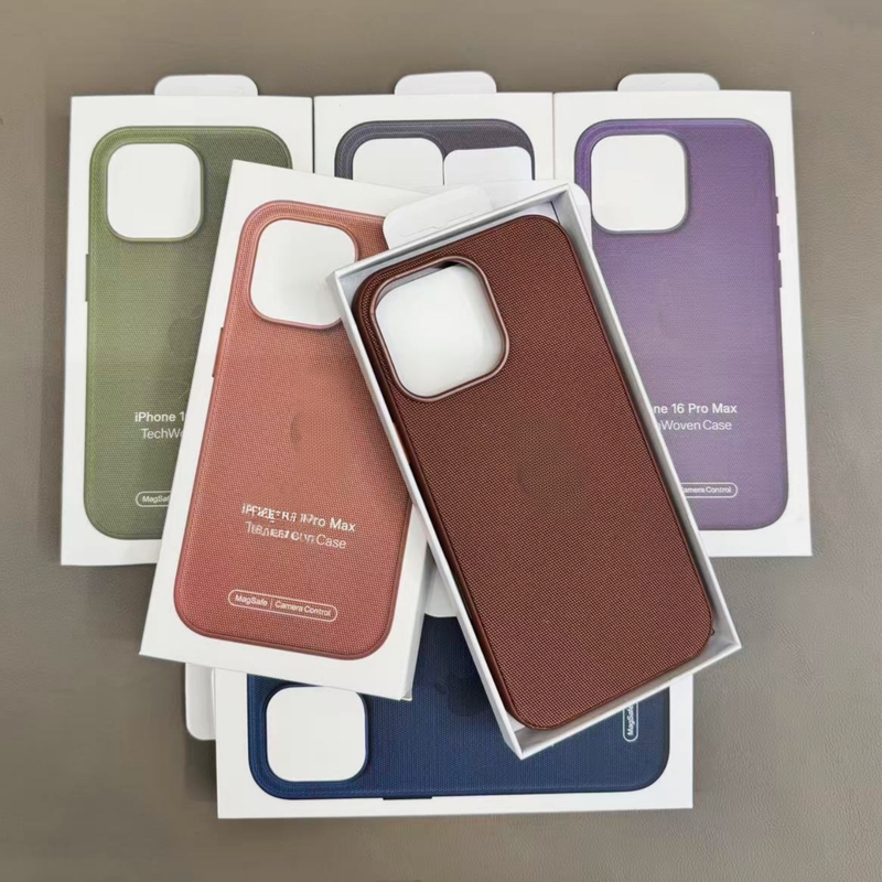 [Technology Fabric Animation Magnetic Case with Camera Button] Apple 16 Pro Max Technology Fabric Ic Animation Magnetic Case 17 Pro Woven Pattern Anti-Drop Full-Cover Protective Case