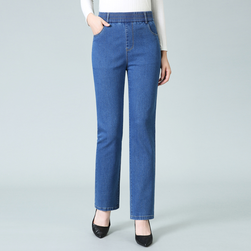 2026 Spring Mom Jeans Women's Stretch High Waist Loose Straight Long Pants Spring and Autumn Elastic Band Middle-Aged and Elderly Women's Pants 2026 Spring Mom Jeans Women's Stretch High Waist Loose Straight Long Pants Spring and Autumn Elastic Band Middle-Aged and Elderly Women's Pants