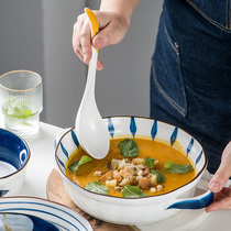 Japanese-style spoon household eating small spoon simple tableware chopsticks soup big spoon ceramic spoon drinking soup rice spoon