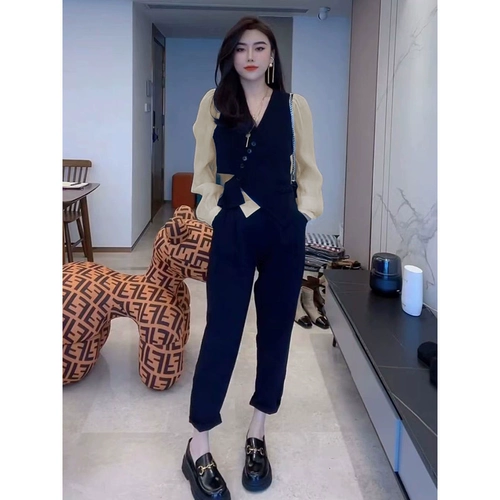 Весенний комплект, рубашка, штаны, свободный прямой крой