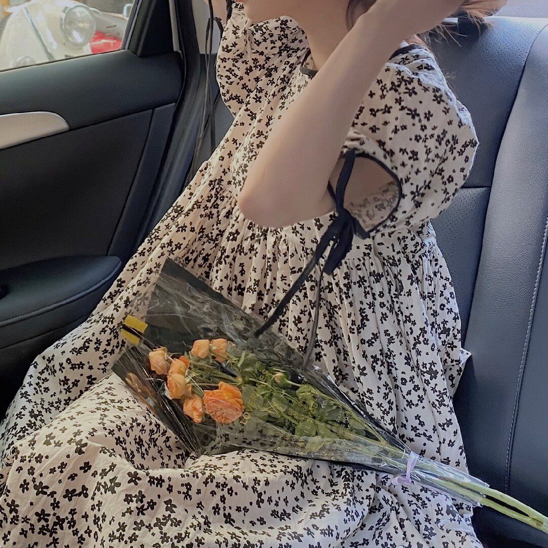 Broken Flowers Pregnant Woman Foreign Dress Stylish Fashion Little Guy Outside Bubble Sleeveless Blouse Summer Spicy Moms Dress