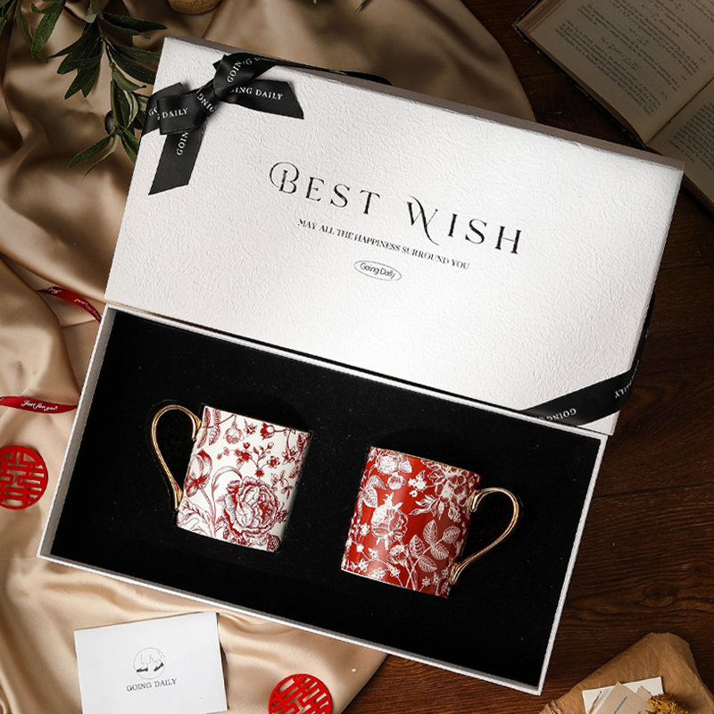 Goingdaily/Rose Manor Bone China Mug High-End Exquisite Cup Set Couple Pair Wedding Gift Goingdaily/Rose Manor Bone China Mug High-End Exquisite Cup Set Couple Pair Wedding Gift