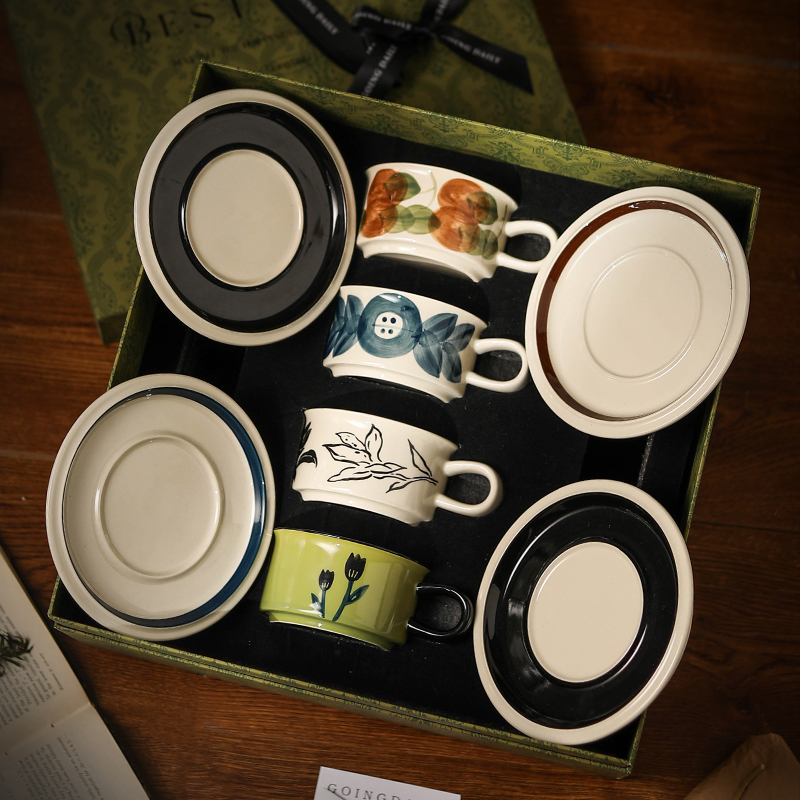 Goingdaily/Goingqing Wedding Gift Box for the Newlyweds and Brides, Exquisite Coffee Cup Set, High-End Birthday Gift