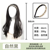 Стиль модели [большие волны] натуральный черный + повязка на голову со стразами