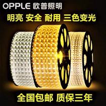 OP LED lights with light bar living room ceiling three-color dimming double row super bright line lights with outdoor waterproof 220v