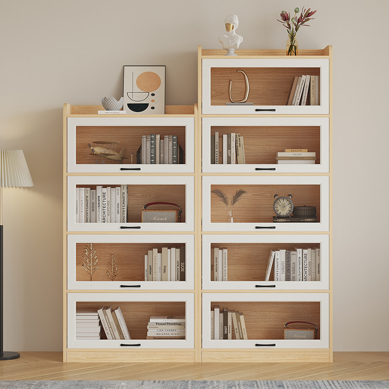 Glass door bookshelf dust-proof containing cabinet floor integrated shelve small family type home children's book storage bookcase