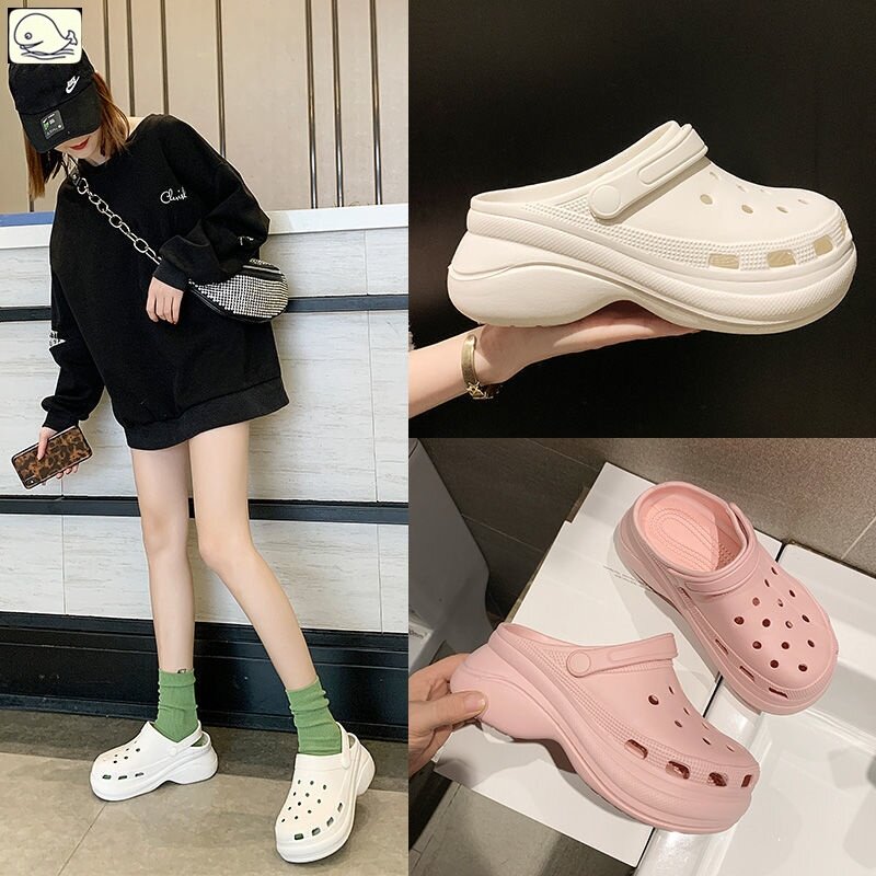 Xia female thick bottom Yang Mi with slippers beach hole shoes 2021 New ins tide bag head wear non-slip fashion