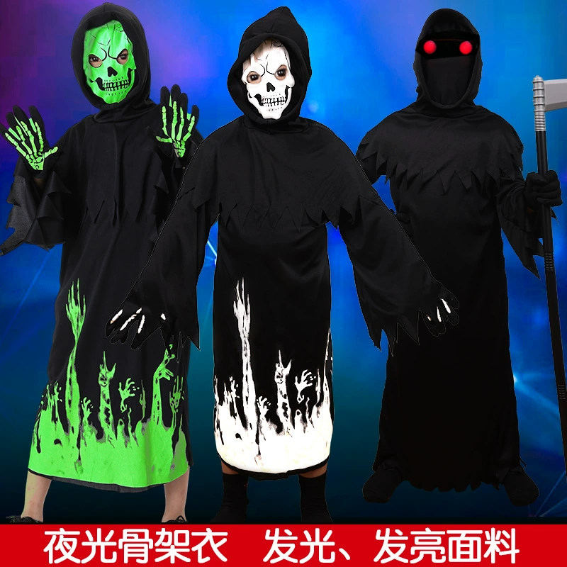 Trẻ em Halloween Đồng Hồ Jumpsuit dạ quang kinh dị trang phục hóa trang trình diễn trang phục ma trang phục makeup halloween dễ thương