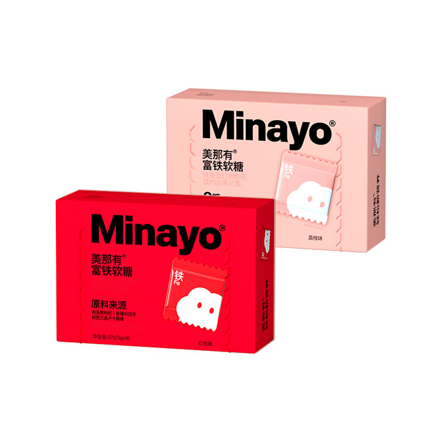 gummies ທີ່ມີທາດເຫຼັກ Minayo ສໍາລັບແມ່ຍິງຖືພາມີທາດເຫຼັກ 9 ຕ່ອນໃນເວລາຖືພາ / ກ່ອງ