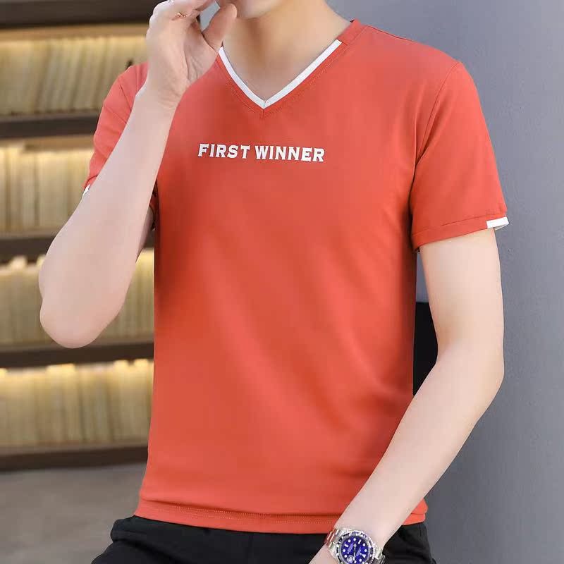 2021 short sleeve men's T-shirt Guangzhou Doglongbao clothes summer fashion cotton youth short sleeve T-shirt v-neck