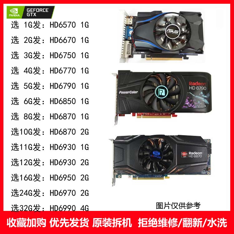 HD6570 6670 6750 6750 6790 6790 6850 6870 6950 6990 6990 6990 graphics cards