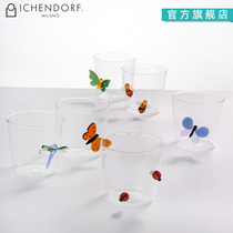 ICHENDORF Garden Insect series glass summer water cup female unique couple cup ins creative gift