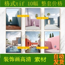 Minimalist modern Nordic art Morandi Toner Color Abstract Ensemble Building Kitsch Decorative picture Painting Core Material