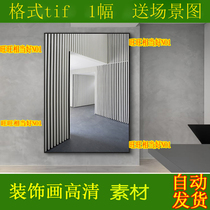 Postmodern Industrial Wind Pole Brief Wind Geometric Lines Black & White Architectural Solid Space Decoration Painting picture Core material