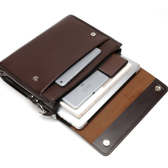 ກະເປົາຜູ້ຊາຍທຸລະກິດກະເປົາຫນັງແທ້ crossbody bag men's handbag leather zipper horizontal square business briefcase