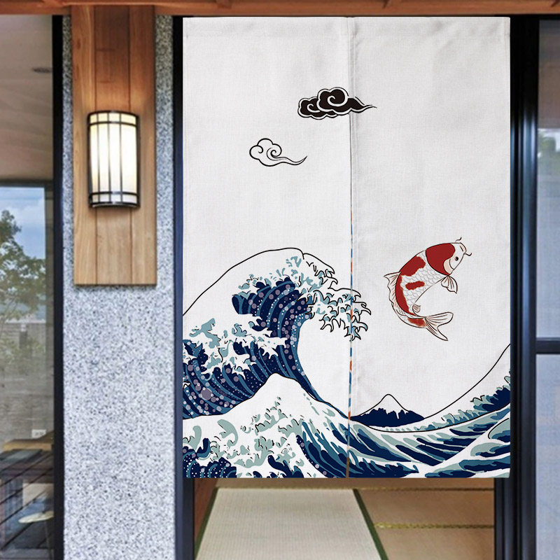 Custom day style and wind kitchen door curtain partition cabinet magic applique cotton linen bedroom shielded home half-curtain free of punch