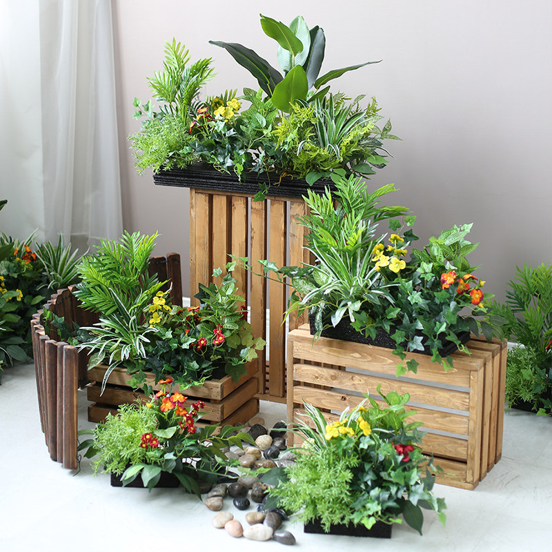Simulation green flower box flower set partition fencesFerripersBuilding sales building restaurant custom decoration flower