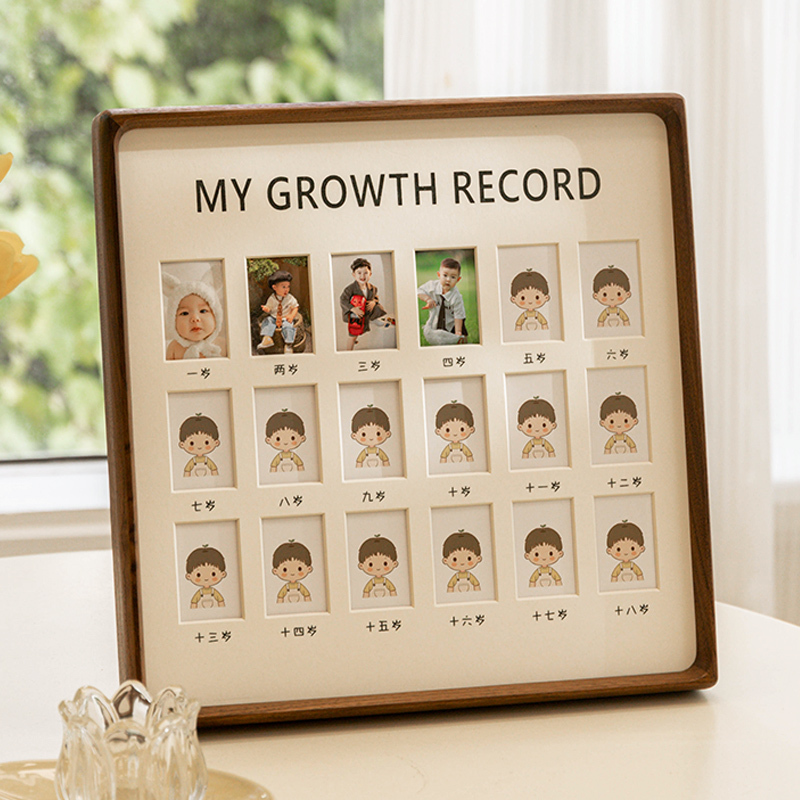 Baby Growth Record Solid Wood Photo Frame Display Stand Photo Printing DIY Framing 2inch Certificate First Birthday Album 18Th Birthday Gift
