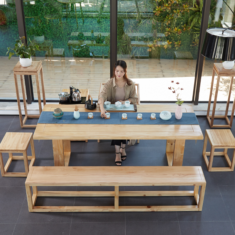 High-end custom solid wood tea table and chair combination simple tea table modern living room new Chinese Zen tea table log