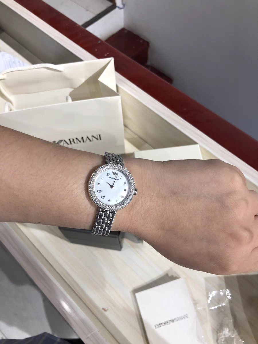 Подлинные наручные часы Armani Amani для женщин с прямой доставкой из Гонконга, стиль Tonglia, с двумя сверлами, стальная браслета, модели AR11355
