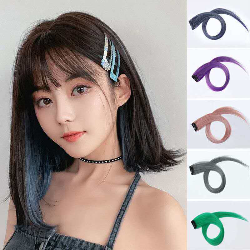 Changing color wig gradient hanging ear dyed wig invisible trace naturally hanging ear dyed wig short hair