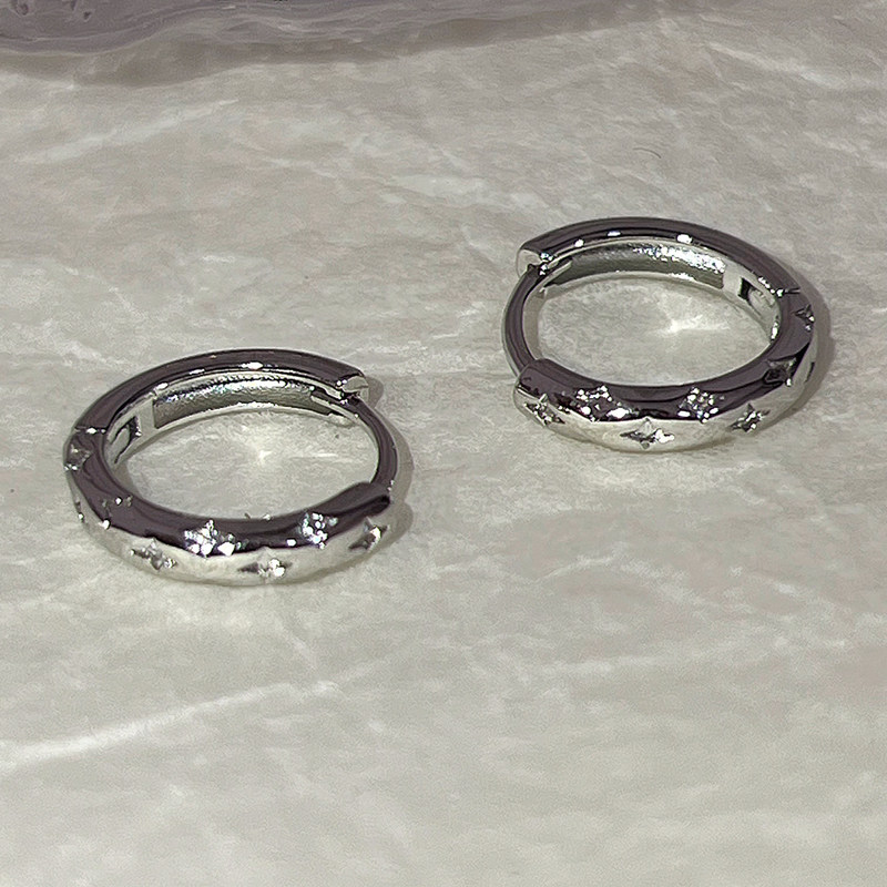 925 Silver Needle Four-Pointed Star Diamond-Encrusted Earrings, High-End Unique Niche Design, Minimalist Style Earrings, 2024 New Hot Style